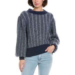 Amo Denim Womens Amo Juana Wool & Alpaca-Blend Sweater, Blue